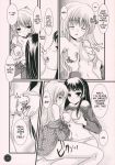  2girls aoi_nagisa bangs blush breast_grab breast_sucking breasts comic grabbing highres hikari_konohana konohana_hikari licking long_hair monochrome multiple_girls nakazuki_yuuna nanto_yaya nipple_licking panties strawberry_panic strawberry_panic! suzumi_tamao translated underwear yaya_nanto yuri 