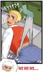 2026 2boys anime_style ass blonde_hair blush cartoonwedgie confused danny_fenton danny_phantom danny_phantom_(character) dash_baxter english_text evil_smile fully_clothed ghost indoors lockers looking_back male male_only nickelodeon no_visible_genitalia question_mark red_eyes sweat underwear wedgie white_hair