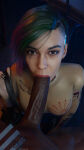 1boy 1girl 1girls 3d 4k big_penis bob_cut brown_eyes brown_hair brown_skin cd_projekt_red cyberpunk cyberpunk_2077 dark-skinned_male dark_skin dyed_hair echiee eye_contact eyelashes eyeliner eyeshadow fellatio green_hair happy interracial judy_alvarez kneel large_penis latina lipstick looking_at_viewer male medium_hair multicolored_hair night oral penis pink_hair pov punk punk_girl purple_green_hair purple_hair removing_clothing seductive_eyes shaved_side short_hair slim straight sucking_tip tattoo tattoos two-tone_hair v_(cyberpunk_2077) veiny_penis vincent_(cyberpunk_2077)
