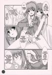  aoi_nagisa breast_grab breasts comic highres hikari_konohana monochrome multiple_girls nipple_tweak panties strawberry_panic strawberry_panic! suzumi_tamao translated underwear yaya_nanto yuri 