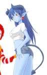  alternate_costume astaroth astaroth_(shinrabanshou) blue_skin denim_shorts horns mascots mcdonald&#039;s ronald_mcdonald shinrabanshou short_shorts shorts spade_tail t-shirt tail 