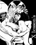 bottomless breast_grab breasts cyclops_(x-men) erect_nipples erection jean_grey kitty_pryde marvel monochrome nipples nude pat penis pussy scott_summers shadowcat spread_legs x-men