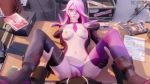 16:9_aspect_ratio 1boy 1girl 3d ahegao animated audiodude blender_(software) blue_eyes boots breasts female has_audio kaievie katarina league_of_legends magazine male necktie open_mouth pantsu penis pink_hair scar sex stockings table underwear video webm