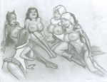 barbara_gordon batgirl dc dc_comics fred_sadek mary_marvel monochrome power_girl supergirl wonder_woman