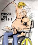 blonde_hair breast_sucking cowgirl_position girl_on_top marvel moira_mactaggert nude_female pat professor_xavier riding_crop vaginal wheelchair whipping x-men