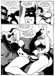 2girls anal batman batman:_the_animated_series batman_(series) big_breasts bruce_wayne comic cum_in_ass cum_in_pussy dc dc_comics dcau dialogue fellatio frank_strom harleen_quinzel harley_quinn harley_quinn_(classic) huge_breasts monochrome nipples_visible_through_clothing pamela_isley poison_ivy tentacle tentacle_in_ass tentacle_in_mouth tentacle_in_pussy tentacle_sex the_joker torn_clothes vaginal