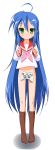 1girl bizen bottomless footwear game_console izumi_konata konata_izumi lucky_star no_panties school_uniform serafuku socks solo xbox xbox_360