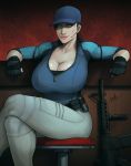 1girl 1girl big_breasts blue_eyes brown_hair capcom devil_hs female_only jill_valentine long_hair ponytail resident_evil resident_evil_5 solo_female solo_focus