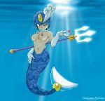  breasts irregular_fetishes mega_man mermaid monster_girl nipples polearm rockman rockman_9 spear splash_woman topless trident underwater weapon wink 