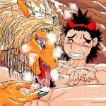  ash_ketchum charizard erection fellatio handjob lick nude oral penis pokemon satoshi spread_legs zidanerfox 