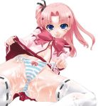 cum maaryan panties pink_hair school_uniform serafuku shinama striped striped_panties thighhighs to_heart_2 underwear