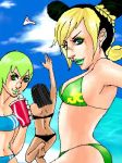  3girls beach f.f. hermes_costello jojo&#039;s_bizarre_adventure jojo's_bizarre_adventure jojo_no_kimyou_na_bouken jolyne_kujo 