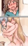 3girls ass bath blonde_hair blue_eyes blush breast_grab breasts brown_eyes brown_hair caught dog grabbing hair_over_one_eye hug hugging large_breasts long_hair multiple_girls nude older rozen_maiden rozenweapon shinku silver_hair suigintou suiseiseki surprise surprised tsuda_nanafushi walk-in wet yuri