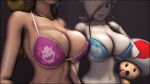 3d 3d_(artwork) bikini bikini_top blonde_hair cleavage hair_over_one_eye huge_breasts mario_(series) midriff nintendo princess_peach rosalina sexy sexy_body sexy_breasts super_mario_bros. toad_(mario) urbanator