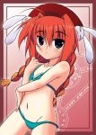 bikini blue_eyes braid hat lyrical_nanoha mahou_shoujo_lyrical_nanoha mahou_shoujo_lyrical_nanoha_a's mahou_shoujo_lyrical_nanoha_a's mahou_shoujo_lyrical_nanoha_strikers minazuki_maya red_hair swimsuit twin_braids vita