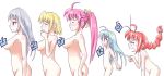  5girls ahoge blonde_hair blue_eyes blush braid breasts bust_chart censored chart closed_eyes collarbone cowboy_shot flat_chest green_hair hair jitome large_breasts leaning_forward lyrical_nanoha mahou_shoujo_lyrical_nanoha mahou_shoujo_lyrical_nanoha_a&#039;s mahou_shoujo_lyrical_nanoha_strikers multiple_girls nude ponytail profile red_eyes red_hair reinforce reinforce_zwei shamal sideboob signum silver_hair simple_background single_braid standing vita white_background 