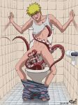 anal bathroom blonde_hair blush boy boy_rape cum cumshot full_body indoors insertion male male_focus naruto naruto_uzumaki nippleplay object_insertion octopus octopus_tentacles penis rape shirt_lift solo surprise surprised tentacle tentaclejob tentacles tentacles_on_male toilet uncensored underwear undressing urethral_insertion yaoi