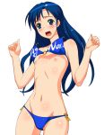 bikini blue_hair chihaya_kisaragi flat_chest idolmaster kisaragi_chihaya swimsuit wardrobe_malfunction white_background