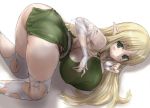  1girl asanagi ass bent_over big_ass big_breasts blonde_hair blush breasts bridal_gauntlets cute elf green_eyes hair horny huge_ass huge_breasts kneeling large_breasts long_hair most_body nipples pointy_ears shy solo thighhighs tiffania_westwood top-down_bottom-up zero_no_tsukaima 