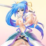 blue_hair breasts levantine long_hair mahou_shoujo_lyrical_nanoha mahou_shoujo_lyrical_nanoha_a's mahou_shoujo_lyrical_nanoha_strikers nipples no_panties pubic_hair signum