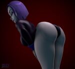 1girl 3d 3d_(artwork) ass bending_over dat_ass dc_comics goth goth_girl large_ass leotard pale-skinned_female pale_skin rachel_roth raven_(dc) smitty34 solo_female source_filmmaker tagme teen_titans