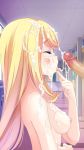  artist_request big_breasts blonde_hair bukkake censored chloe_lemaire closed_eyes cum cum_in_mouth cum_on_face girlfriend_(kari) long_hair medium_breasts semen semen_on_breasts tongue_out 