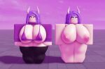  3d bra breasts devils_rr34 echorr34 horns nude pink_eyes purple_hair roblox 