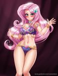 1girl blush bra female female_only fluttershy fluttershy_(mlp) friendship_is_magic long_hair looking_at_viewer mostly_nude my_little_pony panties racoonkun solo standing thigh_gap