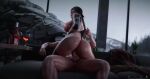 1boy 1girl big_breasts big_penis bouncing_ass bouncing_breasts brown_eyes brown_hair bubble_butt cowgirl_position kisxsfm lara_croft moaning thick_thighs tomb_raider vaginal_penetration wet_body