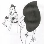 artist_request disney dr._drakken kim_possible monochrome nude_female shego shocked_expression