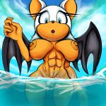  1girl 2021 bat bat_wings big_breasts blue_eyes breasts color colored colour coloured cyan_eyes female_focus female_only furry general_godzilla light_blue_eyes nipples no_bra no_panties nude nude_female ocean open_mouth outside partially_submerged partially_underwater_shot rouge_the_bat sega skinny_dipping sonic_the_hedgehog_(series) underwater water wings 