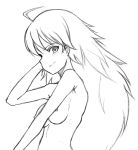 breasts hoshii_miki idolmaster long_hair miki_hoshii monochrome nude sketch solo tanaka_tanishi