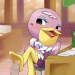  animal_crossing bird blush cum doubutsu_no_mori eyelashes eyeliner feet footjob lipstick lowres makeup nintendo pelican penis phyllis_(animal_crossing) 