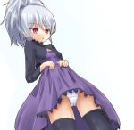  cameltoe darker_than_black dress dress_lift kuro_(be_ok) minitesu panties purple_dress red_eyes skirt skirt_lift solo thighhighs underwear yin 