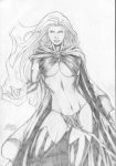  1girl artist_name artist_request female_only goblin_queen_(x-men) goblyn_queen madelyne_pryor marvel monochrome signature x-men 