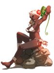 1girl anklet armpits barefoot bikini bracelet breasts capcom chameleon dark_skin elena elena_(street_fighter) erect_nipples falcoon feet flower hair_flower hair_ornament jewelry large_breasts lips monkey neck_ring side-tie_bikini solo street_fighter street_fighter_iii swimsuit toes turtle