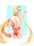 1girl ass blonde blonde_hair female female_only long_blonde_hair long_hair looking_back mostly_nude one-piece_swimsuit solo standing standing_in_water stella swimsuit winx_club