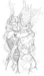 genderswap kiss lady_loki loki_(marvel) marvel monochrome motion_lines rule_63 sketch thor thor_(series)