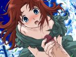  blue_eyes brown_hair grabbing_penis lilia penis ys 