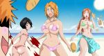 ass bag beach big_breasts bikini black_hair bleach blood blue_sky blush bra bracelet bread breasts clouds greengiant2012 huge_breasts inoue_orihime kuchiki_rukia kurosaki_ichigo matsumoto_rangiku multiple_girls nosebleed ocean open_mouth orange_hair panties pervert rangiku_matsumoto rukia_kuchiki sand sea sky small_breasts sun swimsuit