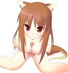 1girl breasts censored cum holo horo long_hair nude paizuri penis solo_focus spice_and_wolf tail