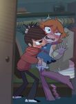 1boy 1girl brown_eyes brown_hair condom condom_packet_strip disney dren13 fingering fingering_pussy green_eyes higgs_(svtfoe) marco_diaz orange_hair star_vs_the_forces_of_evil