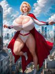 ai_generated blonde_hair blue_eyes cape dc_comics dc_comics gigantic_ass gigantic_breasts hourglass_figure ohshinakai power_girl stable_diffusion