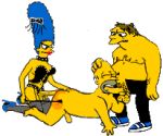 anal animated ass barney_gumble bisexual doggy_position fellatio femdom futanari gif homer_simpson intersex marge_simpson nude oral pegging penis shirtless spanking spitroast stockings testicles the_simpsons whip white_background yaoi yellow_skin