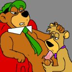  boo_boo_bear fellatio hand_on_head hanna-barbera male_only oral tagme yaoi yogi_bear yogi_bear_(character) 