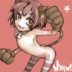  2chan animal_ears collar crazy_eyes flat_chest futaba futaba_channel kemonomimi_mode lowres maid nijiura_maids nude skull skulls smile striped striped_legwear striped_thighhighs tail thighhighs yakui 