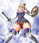  1041_(toshikazu) 1girl 1girl alluring armor breasts cassandra_alexandra cleavage silf soul_calibur soulcalibur soulcalibur_iv stockings voluptuous 