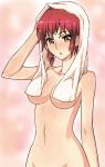 1girl breasts etorouji_shiono kaibutsu_oujo monster_princess nude orange_eyes princess_resurrection red_hair riza_wildman shiono_etorouji short_hair solo tomboy towel towel_on_head wet