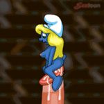  animated ass blonde_hair blue_skin bouncing_breasts breasts cowgirl_position cum cum_drip cum_inside ejaculation erect_nipples erection gif internal_cumshot nipples nude penis sextoon smurfette the_smurfs uncensored vaginal 