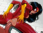  1girl 2024 absurd_res ahegao anal anal_sex ass black_hair bodysuit breast exposed_nipples female_focus grabbing_own_ass high_res jessica_drew legs_apart long_hair marvel marvel_comics mask motion_lines nipple penis_in_ass pumpkinsinclair rear_view ripped_clothing sex sideboob spider-woman spread_ass superheroine tongue_out torn_bodysuit 